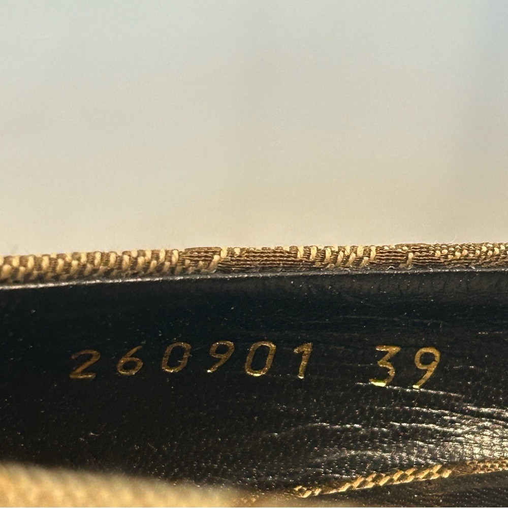 Gucci tan brown GG Lifford canvas flats Sz 39 - Picture 9 of 12